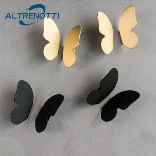 Furniture Cabinet Handle Brass Gold Black Butterfly Simple Modern Wardrobe Kitchen Cupboard Door Pull Drawer Knob Home Hardware