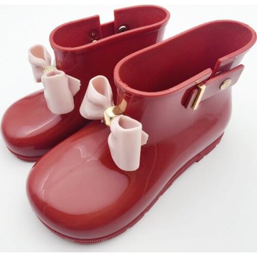 Girls Rain Boots Kids Waterproof Child Rubber PU Boots Jelly Soft Solid Infant Shoes Non-Slip Boots Baby Black RainBoots Girl