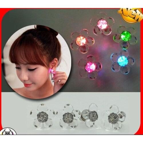 Plum Blossom Petal Stud Earring Personality Exaggerated mujer Party Women LED Earrings Small Cute Lady brincos