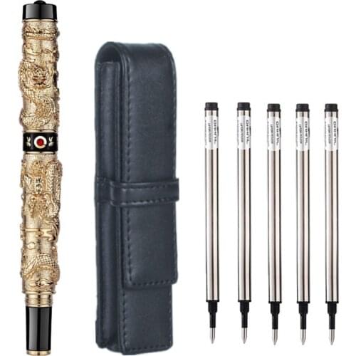 Luxury Jinhao Dragon Ballpoint Pen Vintage Metal Signature Pens 0.7mm Nib Caneta Office Supplies Gift BAG Set Material Escolar