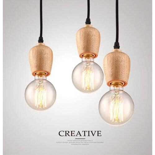 Nordic Log Design Art Creative Restaurant Pendant Lights European Minimalist Wooden Living Room Bedroom Bar Light Fixtures