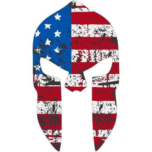 SPARTAN HELMET TATTERED USA Flag Style Suv Car Window Decals for Car Window Bodywork Decorative Interior KK16*8cm