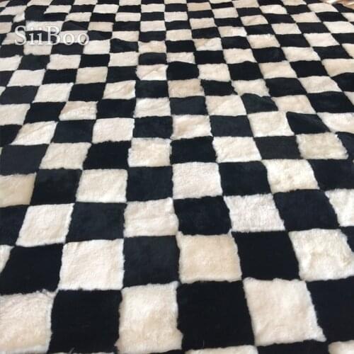 Super soft warm large size double color diamond-shape fur blanket for living room bed sheet tecido de pele SP5810