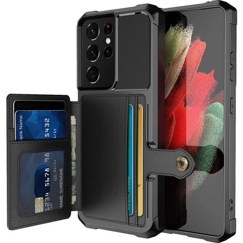 UYFRATE Shockproof Magnet Leather Card Slots Stand Wallet Case Funda For Samsung Galaxy S21 Ultra S21Plus Buckle Phone Cover