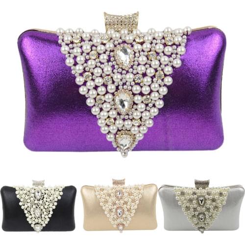 Pearl Evening Bags Women Designer Banquet Bags Crystal Day Clutch Female Wedding Purse and Handbags Ladies Black/Gold Silver