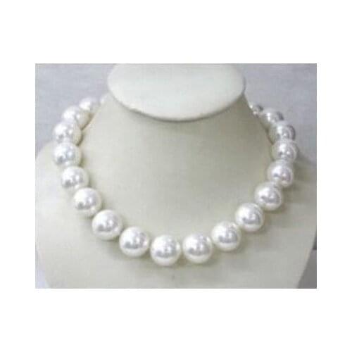 Gorgeous 18mm AAA white shell pearl necklace 18">Dongguan girl jewerly Store
