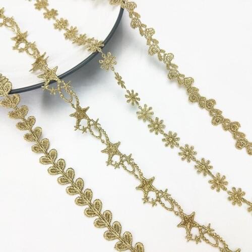High quality 2 yards Width 1.5-2CM sewn gold lace trim braid lace DIY garment accessories skirt cutout embroidery lace JDB14-17