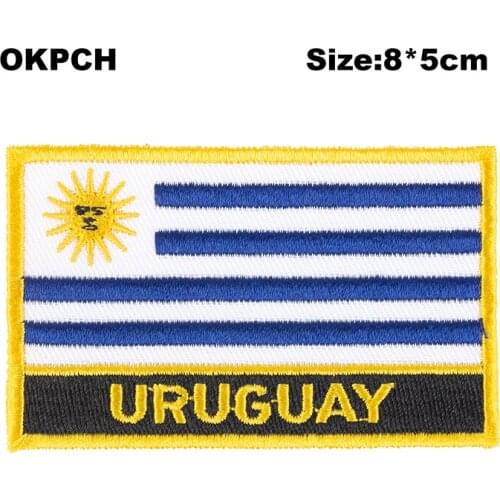 Uruguay Flag patcheswork fabric embroidery patch in Patches iorn patches for clothing flower PT0188-R