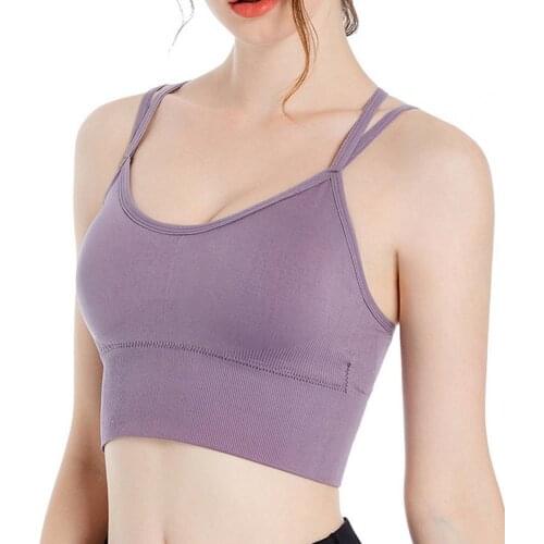 Stylish Women Bra Padded Push Up Cross Straps Solid Color Brassiere Bralette for Yoga Seamless Bra Womens Underwear