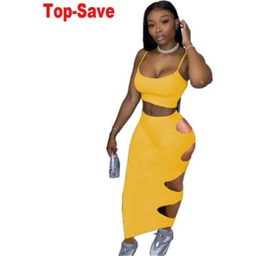 2021 New Arrival Backless Dress Two Piece Set Club Outfit Women Spaghetti Strap Crop Top And Long Skirt Sexy Summer Clothing