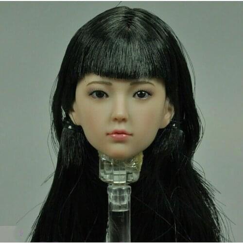 1/6 scale Long Black Hair Head Carving PHMB2019-S35 Little Girl Suntan Skin For 12" Action Figure Body