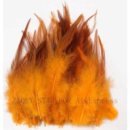 100 natural chicken feathers 4-6 inches dyed orange DIY craft jewelry feathers