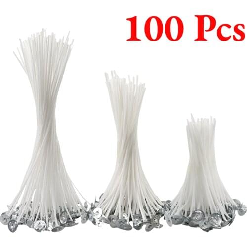 100Pcs Cotton Candle Wicks Smokeless Wax Pure Cotton Core DIY Candle Making Pre-waxed Wicks Party Supplies 7/9/15/20cm