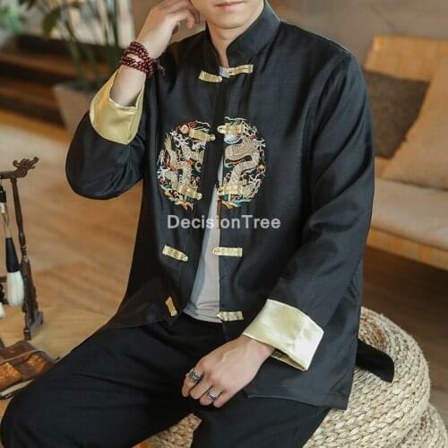 2021 chinese blouse traditional chinese clothing for men tang suit collar kung fu tai uniform shirts streetwear kung fu shirt