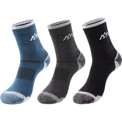 3Pairs/Lot Santo Men Women Hiking Socks Merino Wool Thicken Elastic Sweat Unisex Camping Sports Outdoor Running 6 Colors
