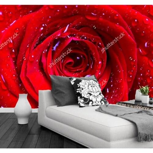 Custom flowers wallpaper 3D, red rose murals for the living room bedroom TV background waterproof wallpaper