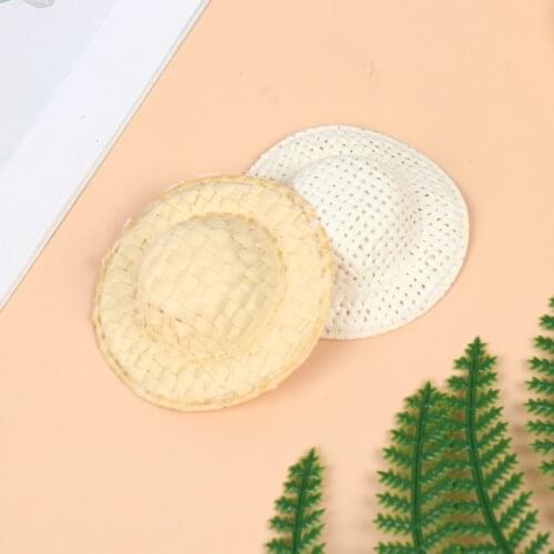 5pcs 1/12 Scale Dollhouse Miniature Beach Straw Hat Mini Doll Hat Doll House Ornament