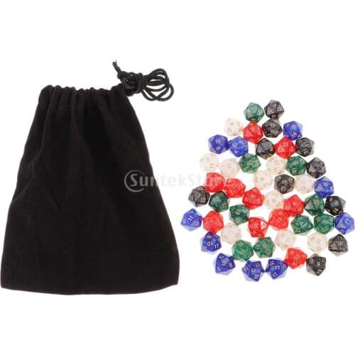 50Pcs Polyhedral Dices Set D20 Dice with Pouch for Dungeons and Dragons RPG MTG Board Games Party Casino Supplies