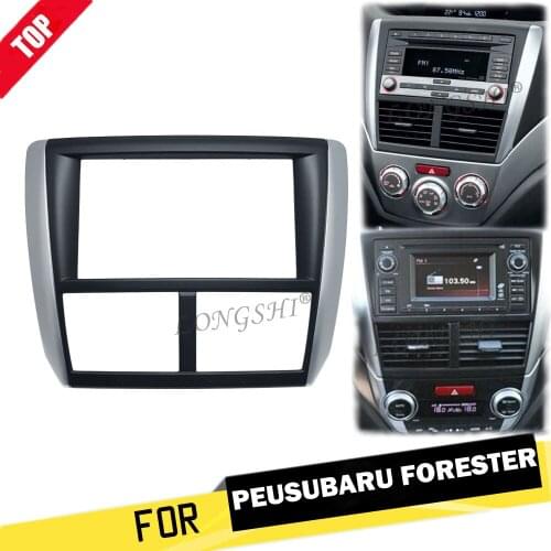 LONGSHI 2 DIN Car Radio Fascia for Subaru Forester 2008-2012 Impreza 2007-2012 Stereo Fascia Dash CD Trim Installation Kit 2din