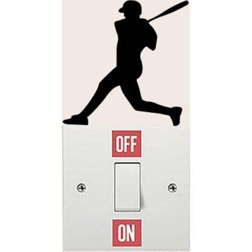 Baseball Player Livingroom Wall Sticker Home Decor Vinyl Switch Decal 6SS0475