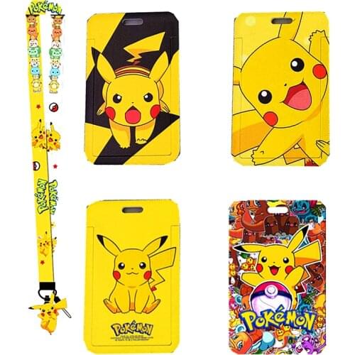 Pokemon Pikachu PVC Card Cover kids Campus Card Hanging Neck bag Card Pokemon Figure Holder Lanyard ID Card Toys Gifts