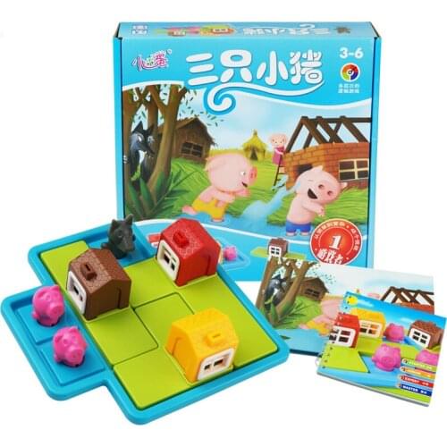 Child Smart Hide&Seek Board Games IQ Training Toys For ChildrenThree Little Piggies 48 Challenge with Solution Games