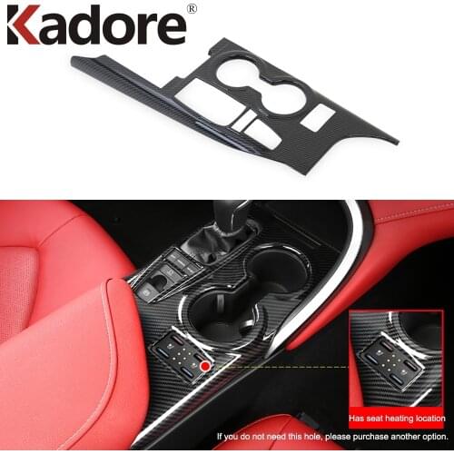 For Toyota Camry 70 2018 2019 2020 Carbon Fiber Car Interior Gear Shift Panel Cover Trim Water Cup Holder Frame Accessories LHD