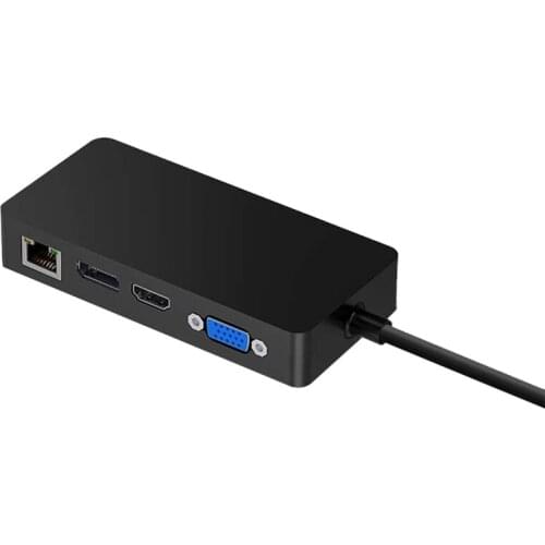 For Surface Pro 4/5/6 USB Hub Docking Station with Gigabit Ethernet Port, 4K HDMI DP Display VGA Port, 3XUSB 3.0 Ports