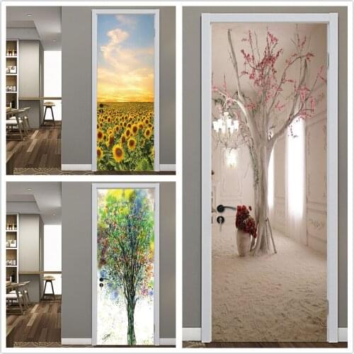 Door Sticker DIY PVC Waterproof Self Adhesive Wallpaper Stickers on the Doors Home Decor Poster Decals