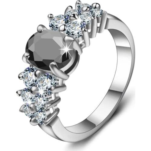 Eudora Black Crystal CZ Rings For Women European Original Wedding Fashion Brand Ring Jewelry Gift RA97BJH