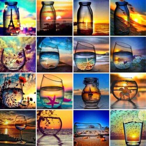 GATYZTORY DIY Painting By Numbers Glass Bottle Scenery Paint Handmade Home Wall Decoration Artcraft 60x75cm Frame Unique Gift
