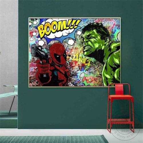 Marvel Anime Spideman And The Hulk Graffiti Poster Print Canvas Painting Wall Art Picture For Living Kids Room Home Decoration