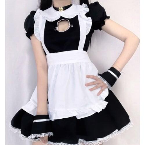 JAYCOSIN Women Sweet Gothic Lolita Dresses Maid Cosplay Animation Show Restaurant Cute Work Crossdress Outfit Dress Plus Size