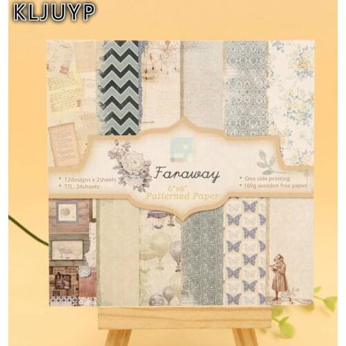 KLJUYP 24 Sheets Faraway Scrapbooking Pads Paper Origami Art Background Paper Card Making DIY Scrapbook Paper Craft