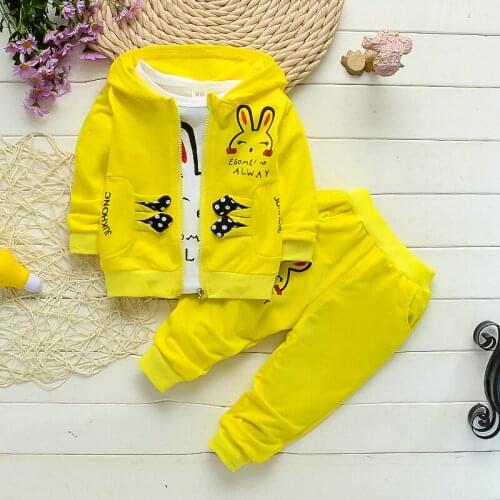 Baby Girls Clothing Sets 2021 Spring Autumn Tracksuit Hoodie +t-shirt+Pants 3Pcs Kids Clothes Casual Outfit Suit for Children