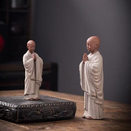 Creative Handmade Small Monk Tea Ornaments Decoration Character Samanera Zen Tea Ceremony Tea Room Table Decoration Decoration