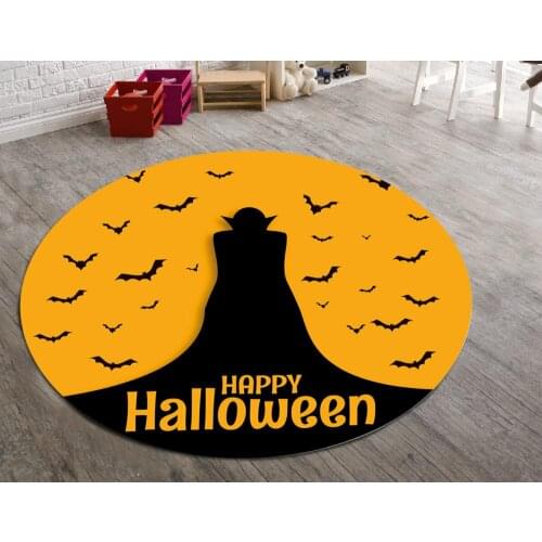 Happy Halloween Patterned Round Carpet, Non Slip Floor Carpet Modern Carpet