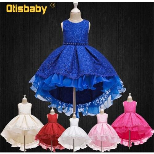 Christmas 4- 14 Years Children Elegant Girls Lace Flower Ceremony Wedding Bridesmaid Cocktail Dresses Child Birthday Prom Dress
