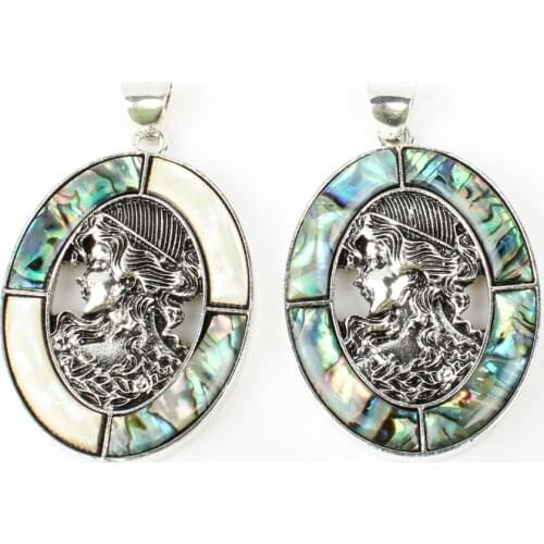 Natural Abalone Shell Colored Oval Human Head Pendant Womens Fashionable Wild For Jewelry DIY Necklace Earrings Accessories