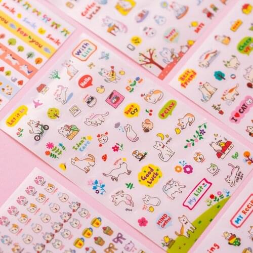 Cute naughty cat Bullet Journal Decorative PVC Stickers Scrapbooking Stick Label Diary Stationery Album Stickers set