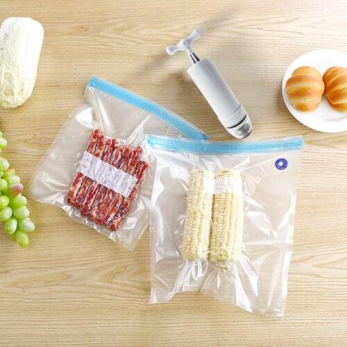 Reusable Freezer Bags With Transparent Sealed Food Air Vacuum Compressed Bag Organizer Kitchen Vacuum Bag Kitchen Storage Bags
