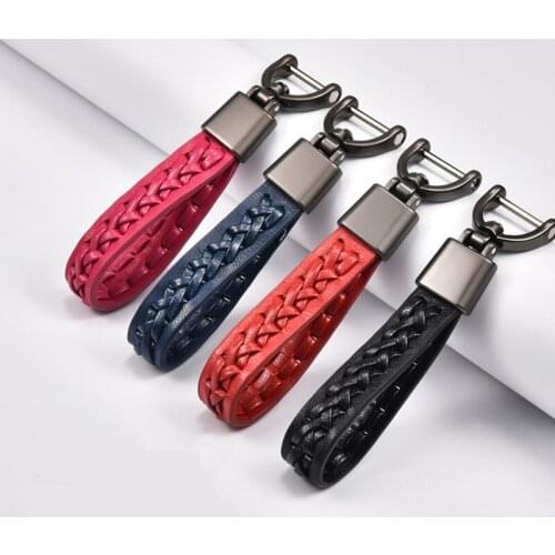 Fashion Unisex Hand Woven Leather Keychain Key Rings Horseshoe Buckle Key Chain Holder for Car Keyring Men Women Auto KeyChains