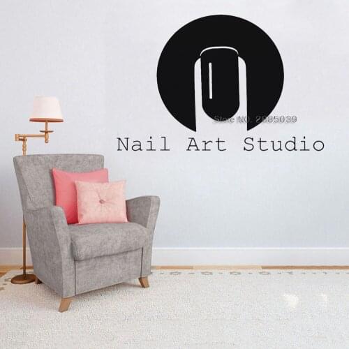 Nail Art Studio Salon Sign Decals Wall Sticker For Workshop Interior Wall Decor Art Pattern Beauty Finger Brushhand Vinyl LC1137