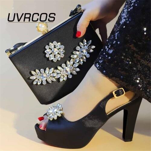 NewLatest Design Women Italian African Party Pumps Shoes and Bags Decorated with Rhinestone Women Shoe and Bag for Nigeria Party