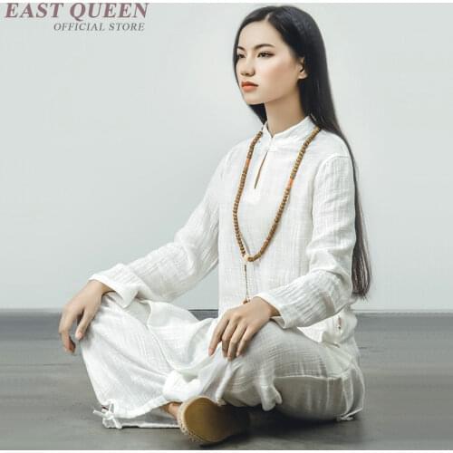 Zen meditation clothing clothes women ladies Chinese traditional pants suit female womens two piece sets 2018 KK2287 Y