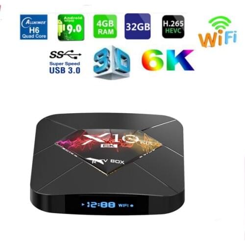 5PCS X10 Plus Android 9.0 Smart TV Box Allwinner H6 Quad Core 4GB RAM 64GB ROM USB3.0 WIFI H.265 HDR 6K Resolution Set Top Box