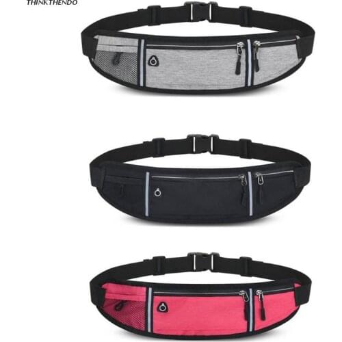 Adjustable Running Pouch Runners Belt Workout Waist Bag Elastic Slim Phone Holder Fanny Pack for Unisex Pocket
