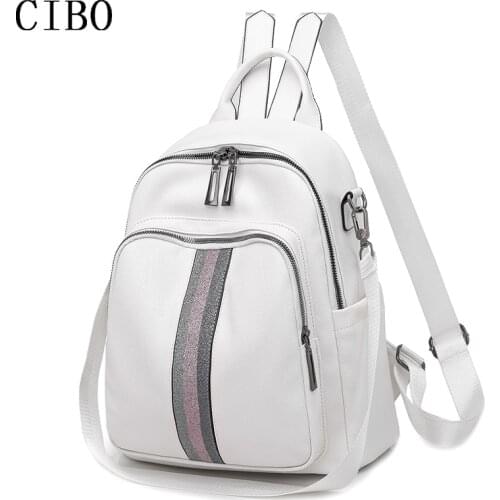 2020 new Luxury brand ribbon backpack PU leather waterproof bag college style young student bag white famous designer hot sale