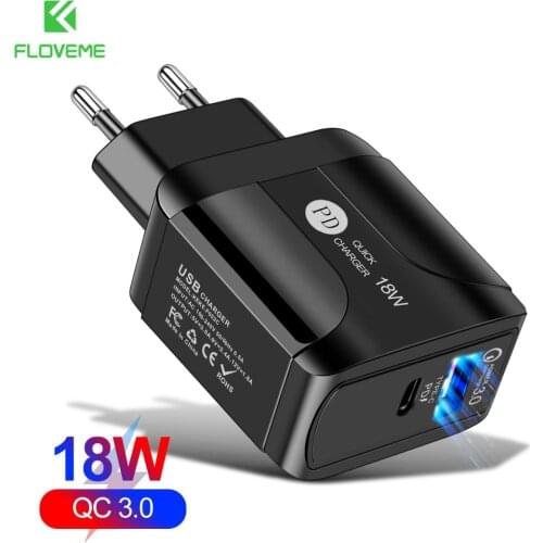18W PD Charger QC 3.0 USB Fast Charger For iPhone 12 iPad Xiaomi EU/US/UK Plug Travel Wall Tablet Mobile Phone Charging Adapter
