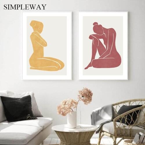 Scandinavian Abstract Poster Nordic Woman Body Wall Art Canvas Print Painting Minimalism Picture Modern Home Office Room Decor